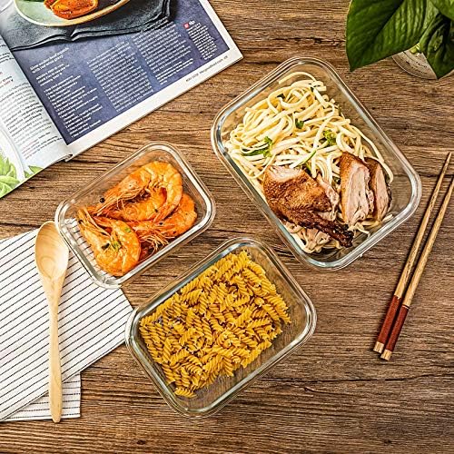 UMEIED 10 Pack Glass Food Storage Containers with Lids, Leakproof Airtight Glass Meal Prep Containers For Lunch, On The Go, Leftover, Dishwasher Safe