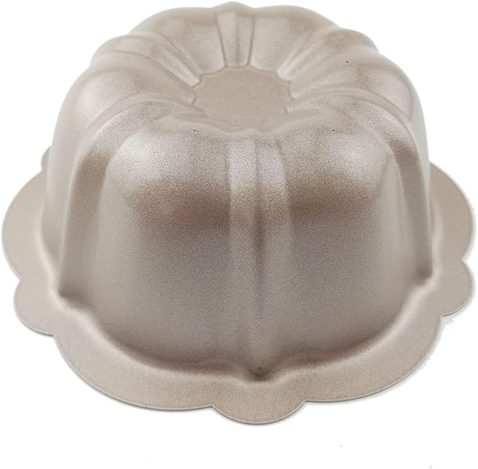 4 Inch Nonstick Mini Fluted Cake Pan, Set of 4 for Baking, Carbon Steel Fluted Cake Pans, Metal Round Pumpkin Shaped Baking Mould for Cupcake, Muffin, Brownie, Pudding - Gold