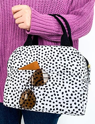 Steel Mill & Co. Insulated Lunch Tote Bag for Women, Black Dots