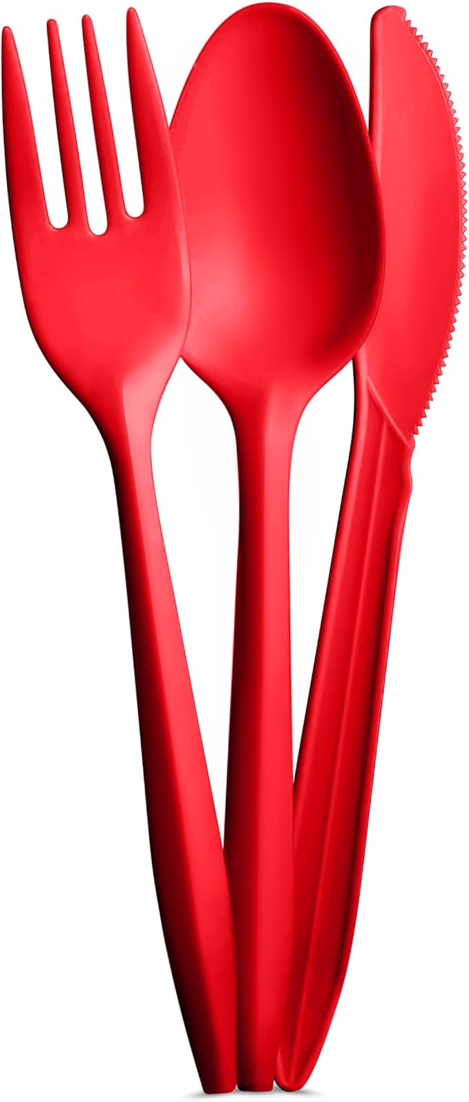 1000 Count Red Silverware Set, 334 Forks, 333 Spoons, 333 Knives, Medium Weight BPA Free Disposable Plastic Cutlery Set, Bulk Combo Pack Flatware Set for Party Supplies