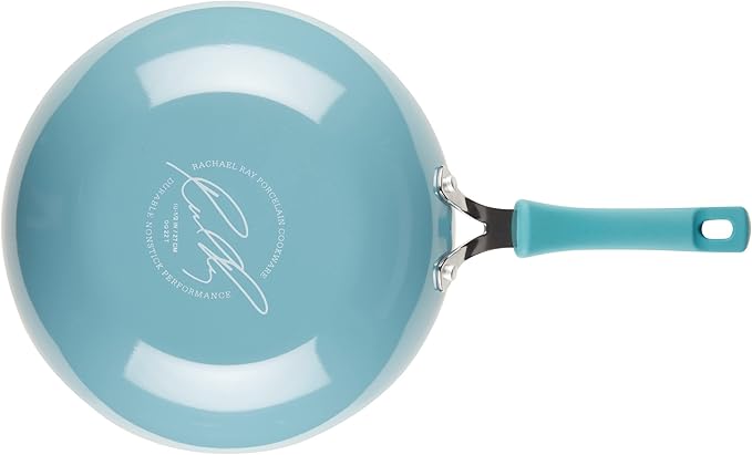Rachael Ray Cook + Create Nonstick Stir Fry Pan/Wok, 10.5 Inch, Agave Blue