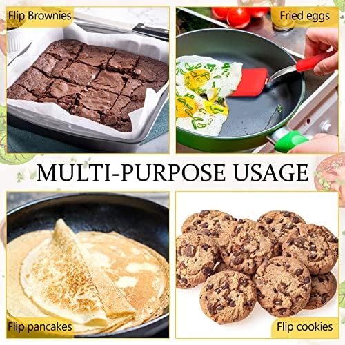 2 Pcs Mini Silicone Cookie Brownie Spatula,Solid Flat,Black, Red