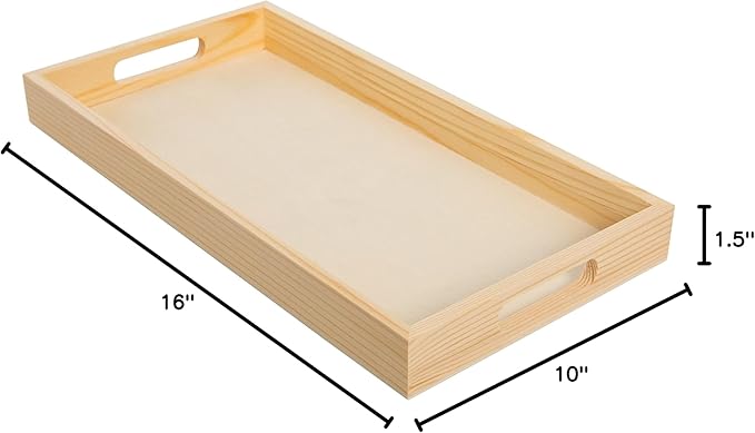 Wooden Nested Serving Trays, Unfinished Rectangle Trays with Cut-Out Handles for Crafts, Ottomans, Serving and Home Décor – Set of 5
