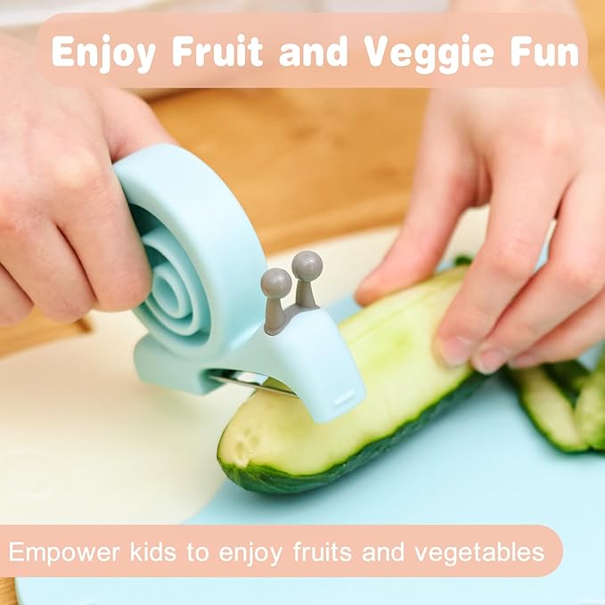 Kibbidea Vegetable Peeler, Kids Potato Fruit Peeler for Kitchen with Cut-proof Glove, Kids Cute Kitchen Accessories (Purple)