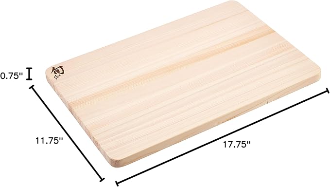 Shun Cutlery Large Hinoki Cutting Board, 17.75" x 11.75" Large Wooden Japanese Chopping Board for Kitchen, Medium-Soft Wood Preserves Knife Edges, Forest Stewardship Council Certified