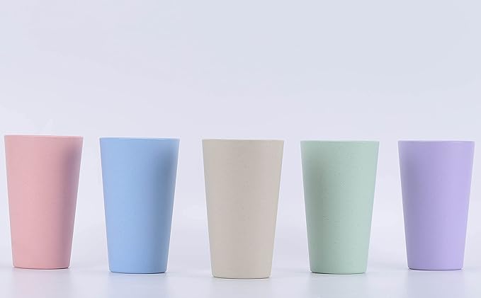 LuckyZone Wheat Straw Unbreakable Cup | 20 oz Reusable Water Drinking Glasses Sets of 10 | Lightweight Tumbler for Kitchen Outdoor | Dishwasher Safe, BPA Free, Eco friendly (20 oz, 10Pcs/Multicolor)