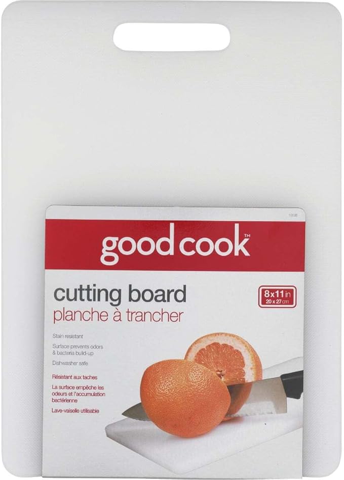 GoodCook Everyday Solid Polyethylene Cutting Board, 8 x 11-Inch, Non-Porous Plastic, White
