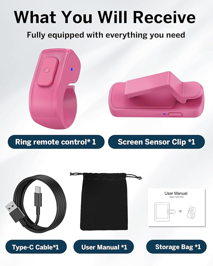 Page Turner Ring for Kindle, Remote Control Paperwhite Oasis Scribe Kobo eReaders, Page Turner Clicker for Kindle iPhone ipad Tablets with Camera Video Record & Shutter Selfie Raspberry