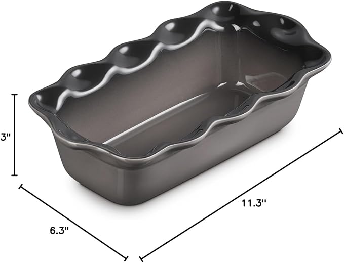 Le Creuset Stoneware Heritage Fluted Loaf Pan, 9", Oyster