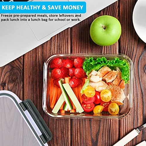 M MCIRCO 5 Pack,30 oz Glass Food Storage Containers with Lids, Gray