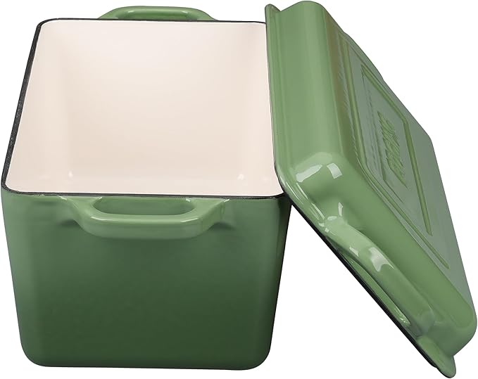 Enameled Cast Iron Dutch Oven, Oblong Bread Oven for Sourdough Bread Baking, Baking Pan, Dual Handles, Oven Safe, 4 Quart, Pistachio Green