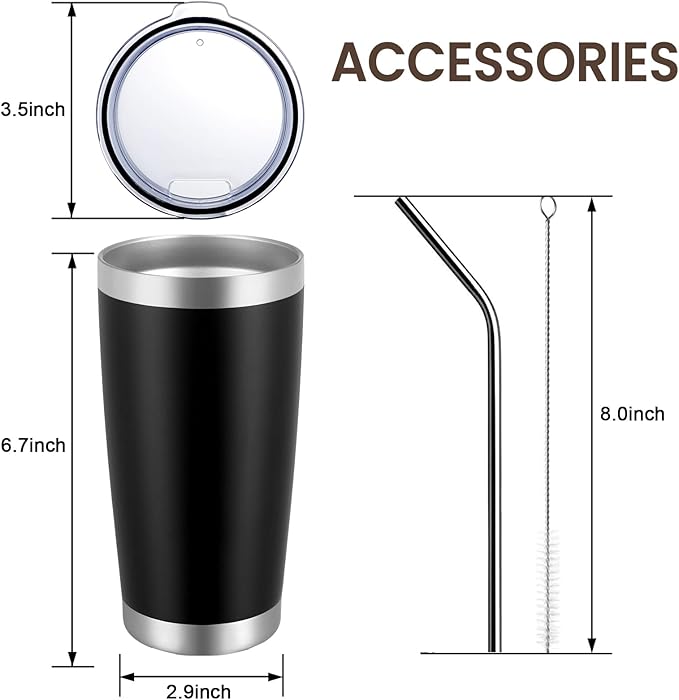 MEWAY 20oz Tumbler 8 Pack Double Wall Vacuum Insulated Travel Mug Bulk, Mix Color Stainless Steel Tumblers with Lid and Straw, Durable Powder Coated Coffee Cups for Cold & Hot Drinks(Color Mix, 8
