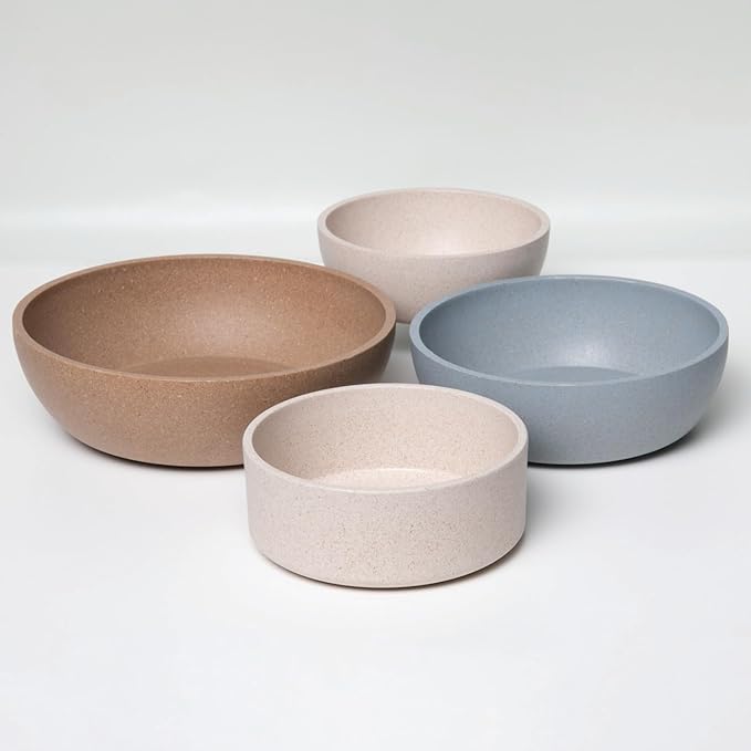 Loving Pets - Dolce Bamboo - Eco-Friendly Pet Bowls & Dishes for Dog, Cats, Puppy Food and Water Bowl -Sustainable and Dishwasher Safe, Made with Real Bamboo (Small, Slate-Grey)