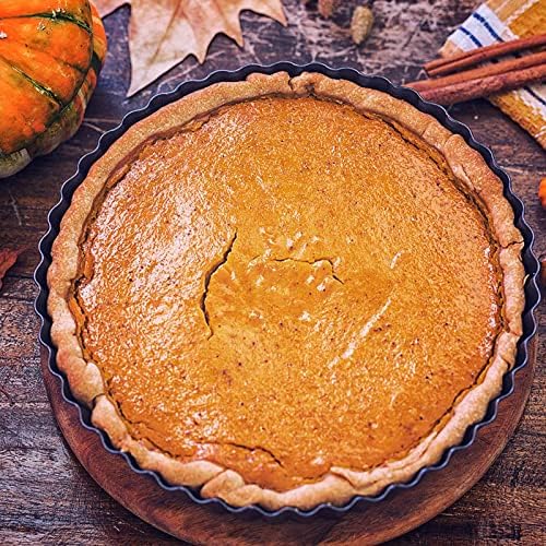 2 Pack 11 Inch Nonstick Tart Pan, Quiche Pan, Carbon Steel Deep-dish Pie Pan with Removable Loose Bottom