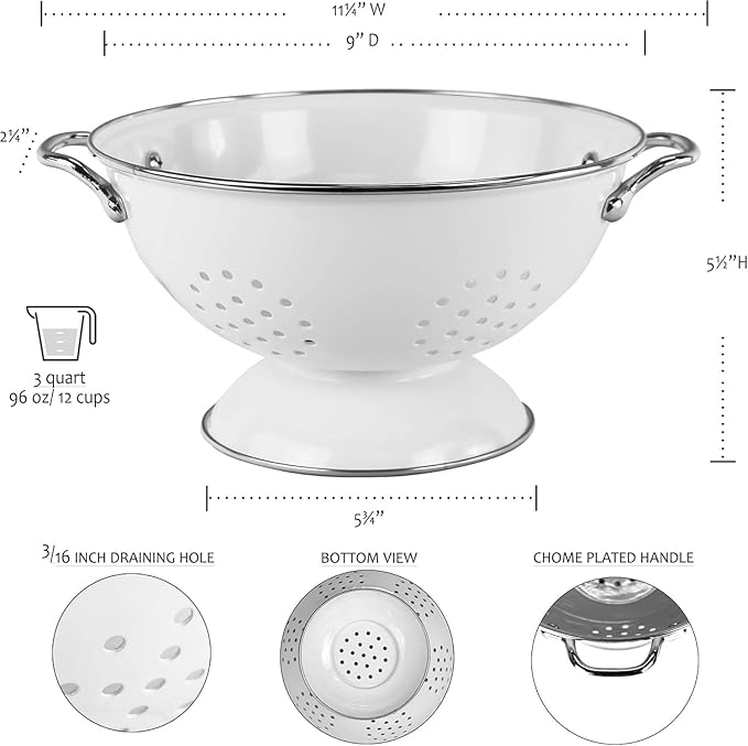 Calypso Basics by Reston Lloyd Powder Coated Enameled Colander, 3 Quart, Red