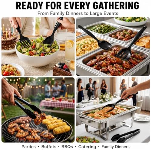 36Pcs Disposable Plastic Serving Utensils Set (Black)