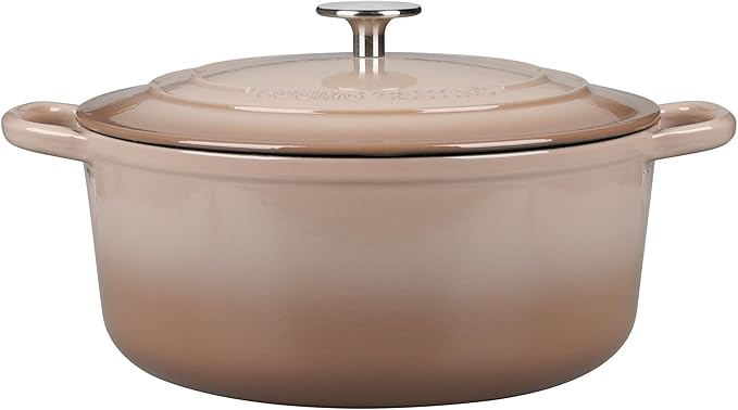Enameled Dutch Ovens Cast Iron Dutch Oven Pot with Lid for Bread Baking, Cook, Dual Handle, 7 Quart, Mocha