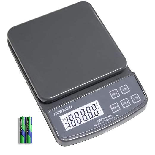 Postal Scales 6.6lbs 3kg/0.1g High Precision Food Scale for Kitchen with Hold,Tare and PCS,Portable Shipping Scale for Packages, Small Kitchen Business,Jewelry,Batteries Included (Grey6.6lbs/0.1g)