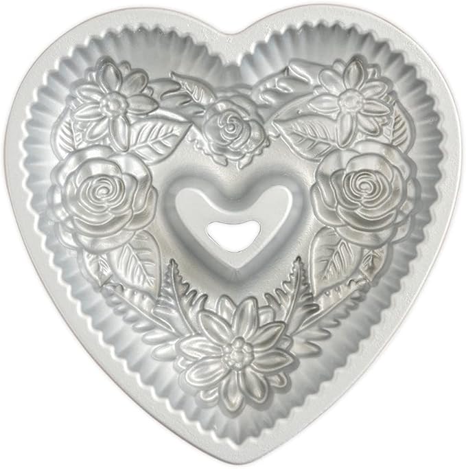 Nordic Ware Wildflower Heart Bundt, 6 Cup, Toffee (Pack of 3)