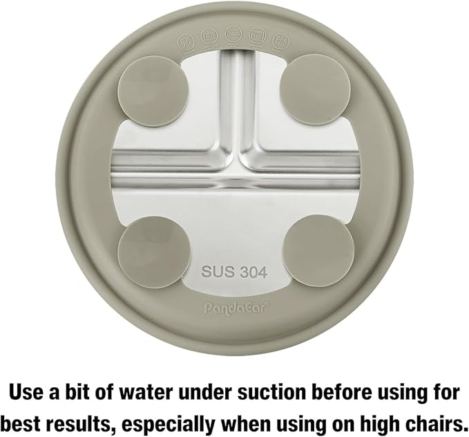 PandaEar 3 Pack Stainless Steel Baby Suction Plates, Divided Toddler Plate for Baby Led Weaning Supplies, Non-Slip Toddler Baby Feeding Set Dishwasher Safe (Linen/Brown/Tan)