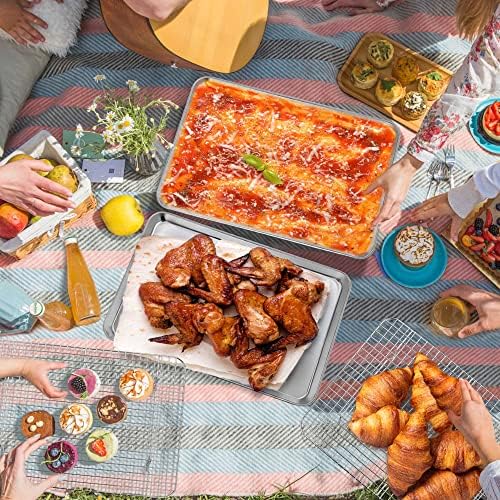 P&P CHEF 16 Inch Cookie Baking Sheet Pan with Wire Rack,4 Pcs