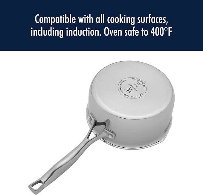 HENCKELS Clad H3 2-qt Saucepan, Induction Pan, Stainless Steel, Durable and Easy to clean