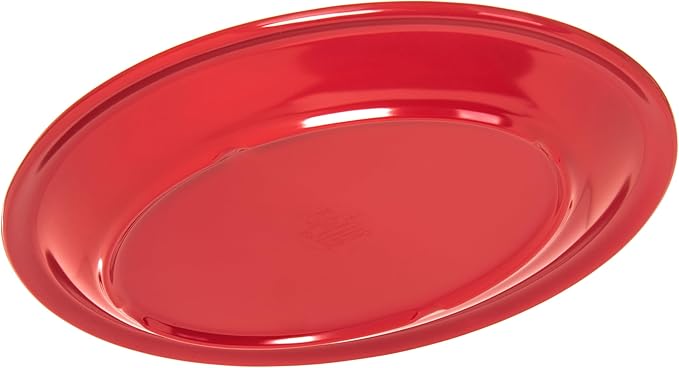 Carlisle FoodService Products Kingline Plastic Oval Platter Oval Tray for Home and Restaurant, Melamine, 12 x 9 Inches, Red