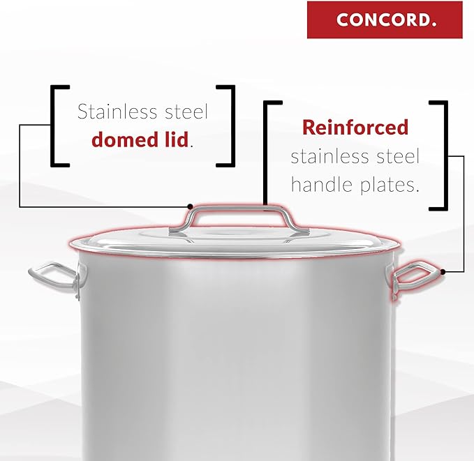 CONCORD Stainless Steel Stock Pot w/Steamer Basket. Cookware great for boiling and steaming (40 Quart)