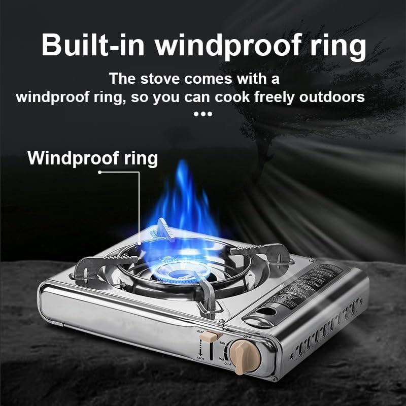 Detachable Grill Pan & Gas Stove Combo with Safety Auto-Eject | Portable Suitcase Design for Camping, Tailgating, Picnics, Indoor/Outdoor Cooking & Hot Pot