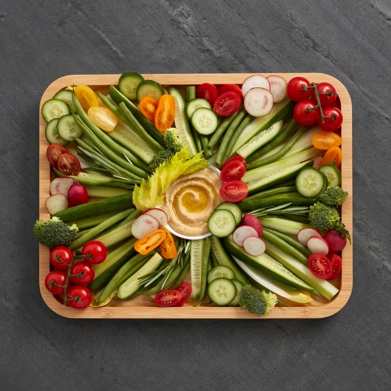 Farberware 11 x 14 Inch Bamboo Cutting Board with Clear Locking Lid