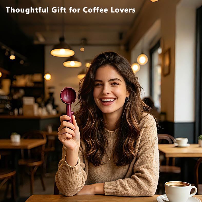 Purpleheart Coffee Scoop,Wooden Coffee Bean Measuring Spoon,5g Capacity,Natural Wood Coffee Scoop for Tea,Sugar & Powder,Rustic Kitchen Gift for Coffee Lovers
