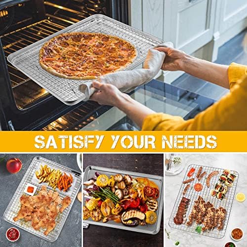 P&P CHEF 17.5 Inch Cookie Baking Sheet Pan with Wire Rack,2 Pcs