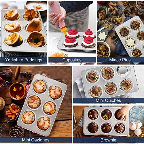 TeamFar Muffin Pan, 6 Cup Muffin Pan for Baking, Cupcake Pan Muffin Tin