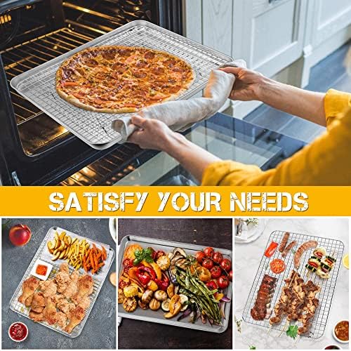 P&P CHEF 16 Inch Cookie Baking Sheet Pan with Wire Rack,2 Pcs