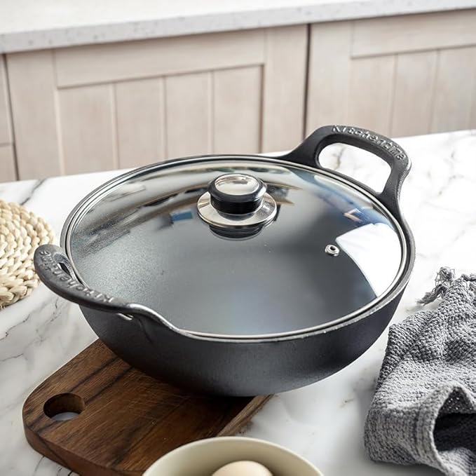 9 inch Cast Iron Wok with Handles, Grilling Pan, Use in the Oven, on the Stove, or on the Grill (9 inch)