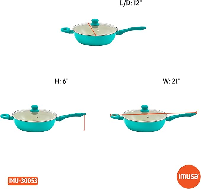IMUSA USA Teal 4Qt Forged Jumbo Cooker with Ceramic Nonstick, 4 Quart