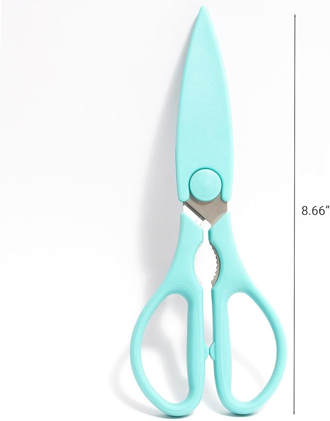 French Culinary Institute Premium Kitchen Scissors with Blade Cover, Teal