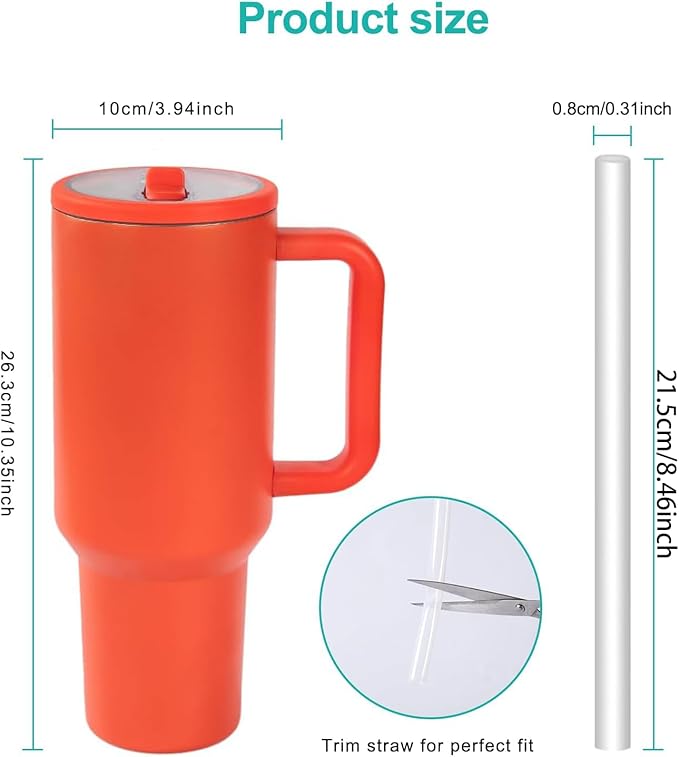 40 oz Insulated Tumbler with Handle,Flip Straw,Lid & Rubber Base Stainless Steel Water Bottle - Leak Proof Vacuum Insulated Mug BPA Free Reusable Travel Cup Gifts for Women/Men (Orange)