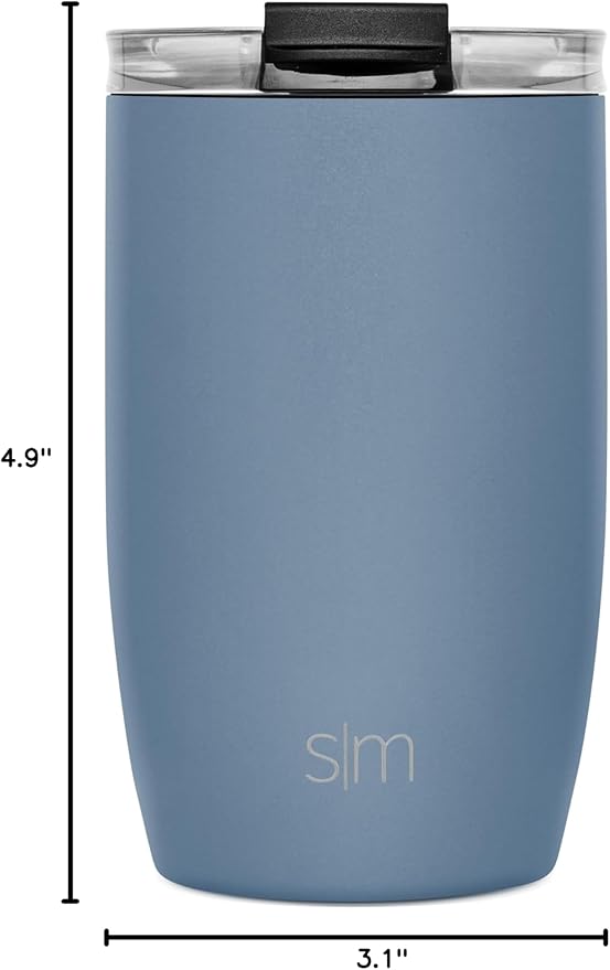Simple Modern Voyager Tumbler with Flip Lid | Travel Coffee Mug | Insulated Stainless Steel Cold Brew Iced or Hot Coffee Cup | Gifts for Women Men Her Him | 12oz, Blue Dune