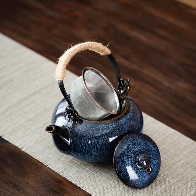 Japanese Teapot with Infuser Ceramic Tea Pot with Removable Stainless Steel Fliter for Loose Tea 25 OZ/750ml Teapots for Tea Coffee Milk Herbal tea for Office Home Men Women as Gift,green