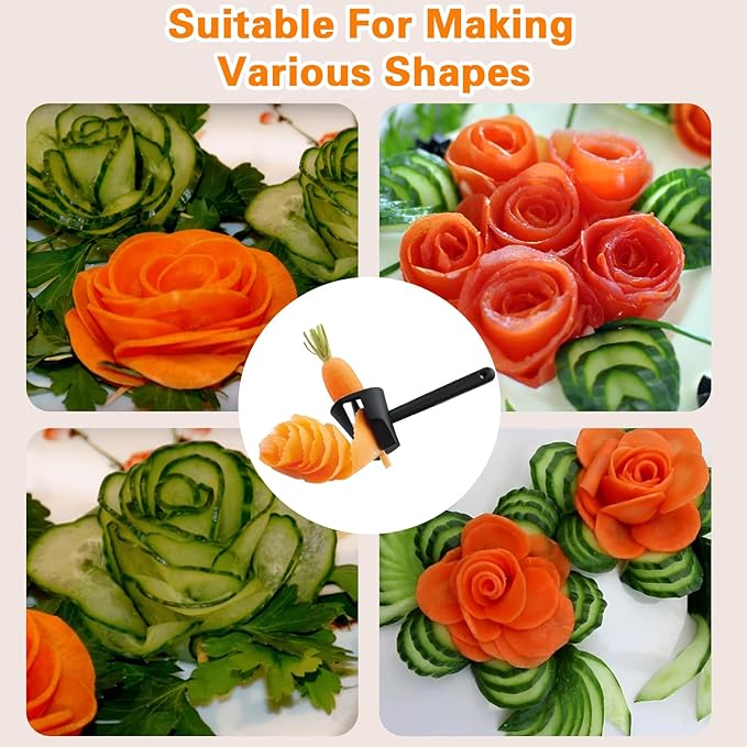 Carrot Peeler 2 Pcs Carrot Curler Black Carrot Spiral Shred Slicer Root Vegetables Fruits Slicer Sharpener Garnishing Tool