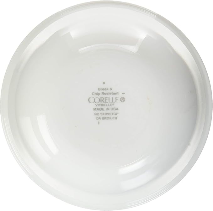 Corelle Vitrelle 12-oz Dessert Bowls, Set of 8 Chip & Crack Resistant Bowls, Great For cereal, Ice Cream, rice, soup, Ceramic Dessert Bowls Set, Winter Frost White