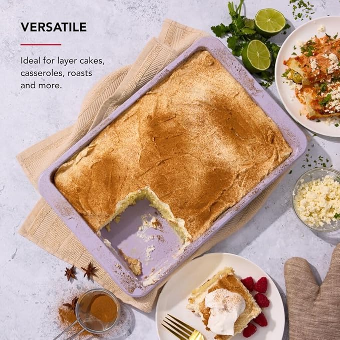 KitchenAid 9 x 13-In Nonstick Swiss Engineered Aluminized Steel Cake Pan, Dishwasher Safe, Wildflower