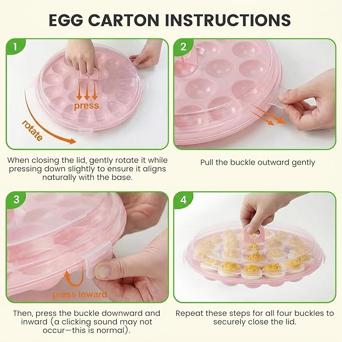 HANSGO Deviled Egg Containers with Lid, Deviled Egg Platter Carrier Holder Trays with 22 Slots for Holiday Party and Home Kitchen, Pink