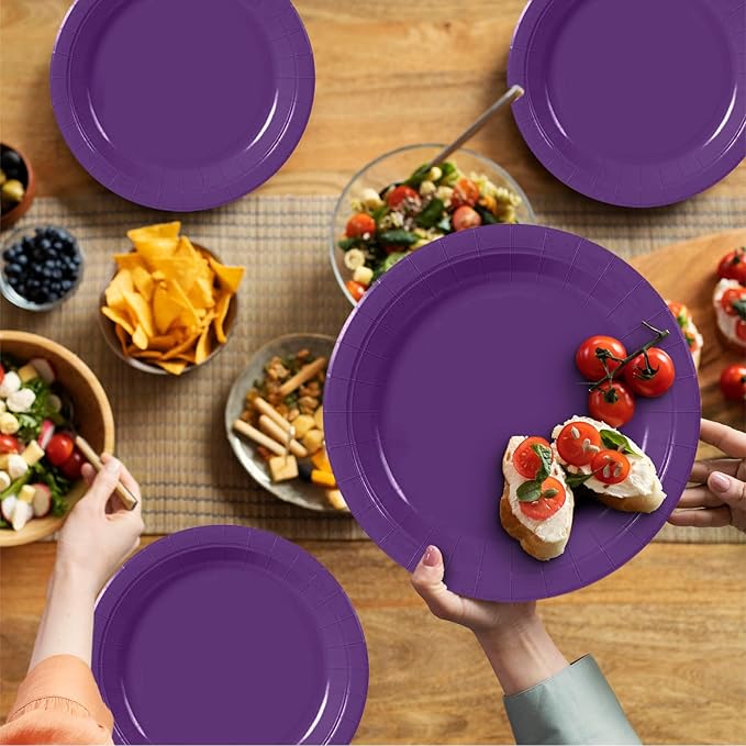 40Pcs Disposable Paper Plates Purple,Including 20pcs 9" and 20pcs 7" Plates,Strong and Sturdy Disposable Plates for Party, Dinner, Holiday, Picnic,Birthday Party, Dinner Table, Wedding