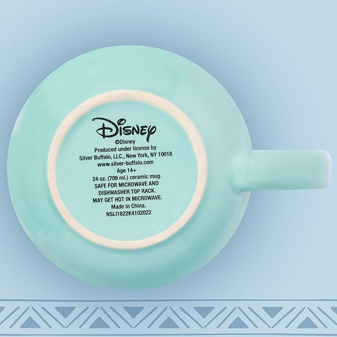 Silver Buffalo Disney Lilo and Stitch Snack and Food Pattern Ceramic Soup Mug with Vented Plastic Lid, 24 Ounces
