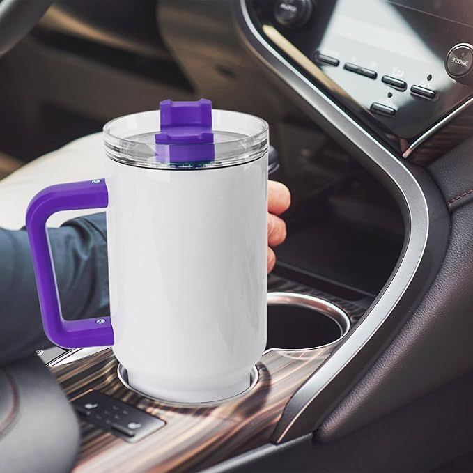 D·S 4 Pack Sublimation Tumblers 40 OZ with Handle Blank Insulated Large Tumbler Bulk, Coffee Travel Cups Stainless Steel Travel Mug for Diy Craft Heat Press Print