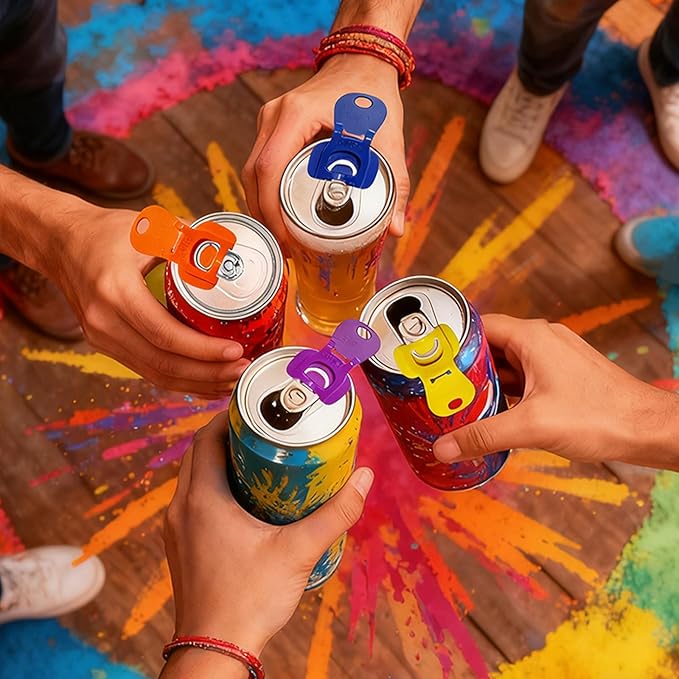 6Pcs Soda Can Opener and Drink Protector Set, Colorful Pop Can Opener Tool for Party Supplies, BBQ, Travel