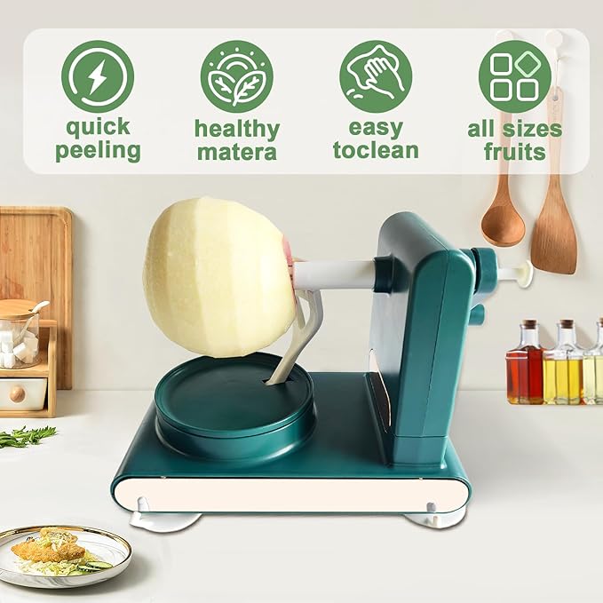 Apple Peeler, Slicer, and Corer Set – 8 Wedges Apple Slicer Corer,Stainless Steel Blades,Effortless Peeling for All Apples & pears (green)