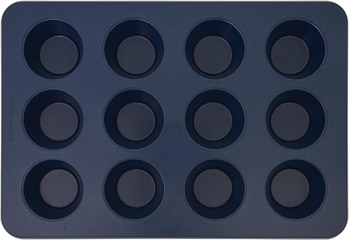 KitchenAid 12-Cup Nonstick Aluminized Steel Muffin Pan, Ink Blue (Pack of 2)